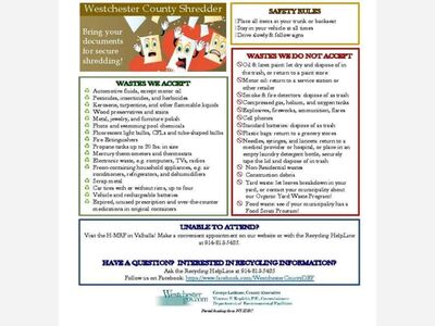 Westchester County’s Department of Environmental Facilities (DEF) will be conducting its second Household Recycling Day (HRD) Event on Saturday, May 7th