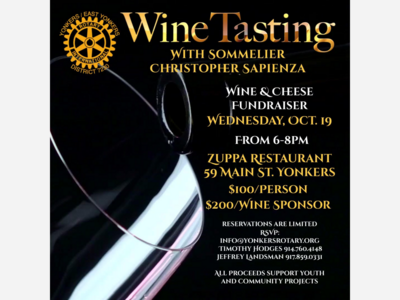 YONKERS ROTARY: Wine And Cheese Fundraiser Is On October 19th